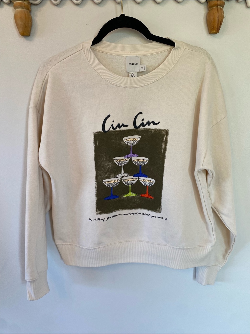 Maeve Anthropologie x Natalia Bagniewska cocktail Sweatshirt - Gatsby champagne - Picture 3 of 9